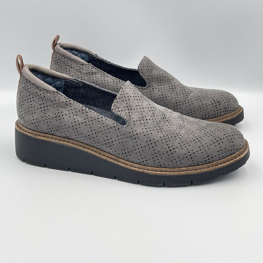 Dr Scholls SIDEKICK Gray Slip On Loafers Comfort Shoes Womens SIZE 7 Gray Cutout